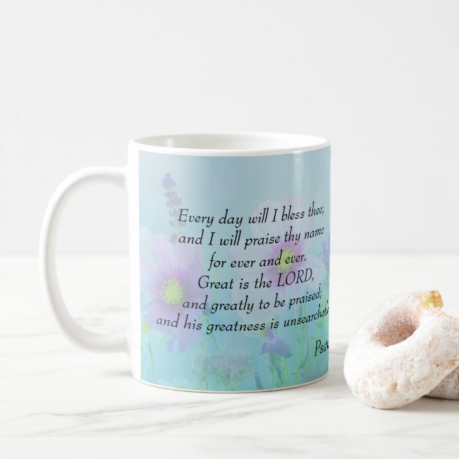 Caneca De Café Grande é o Senhor: Salmos 145:2,3 (Com Donut)