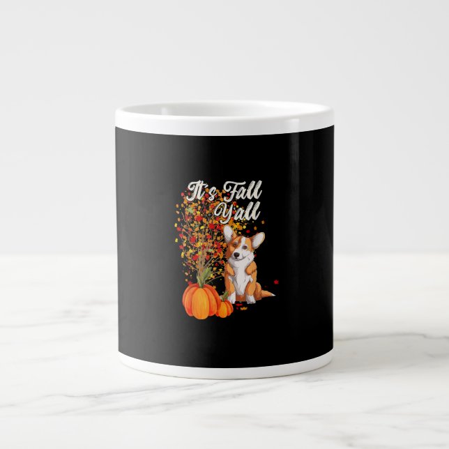 Caneca De Café Grande É Obrigados de outono de "Leaf Fall Tree Hello Aut (Frente)