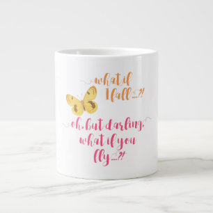 Caneca De Café Grande E se eu cair? - Mug Inspiracional