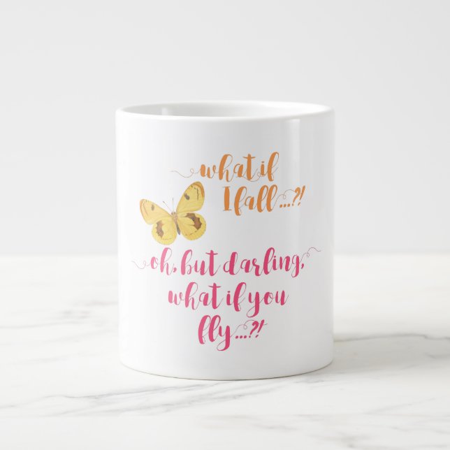 Caneca De Café Grande E se eu cair? - Mug Inspiracional (Frente)