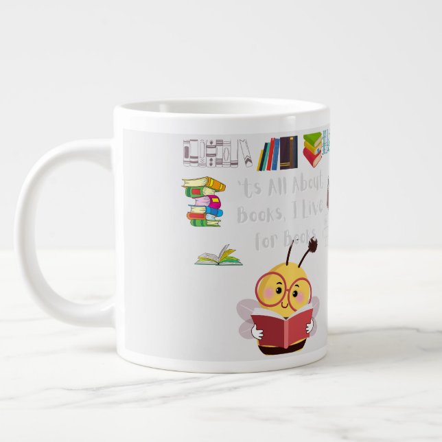 Caneca De Café Grande É tudo sobre livros (Esquerda)