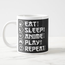 Caneca De Café Grande Eat Sleep Anime Play Repeat Otaku Anime Lifestyle