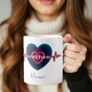 Caneca De Café Grande Echo Tech   Batimento cardíaco   EKG