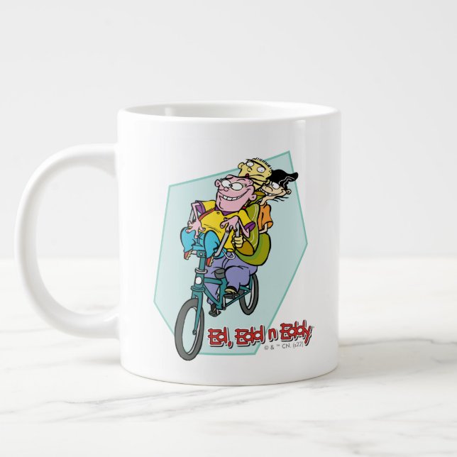 Caneca De Café Grande Ed, Edd, um Eddy numa bicicleta (Esquerda)