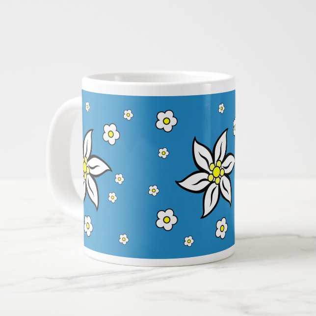 Caneca De Café Grande Edelweiss em Azul (Frente Esquerda)