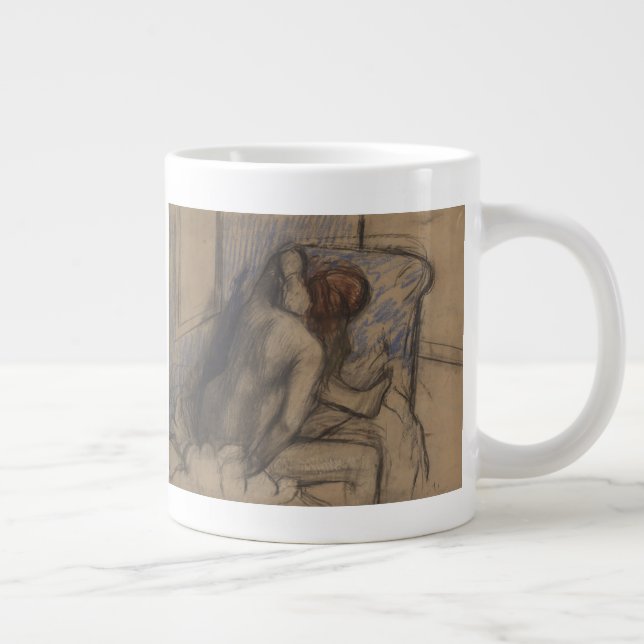 Caneca De Café Grande Edgar Degas| Mulher A Secar O Cabelo (Direita)