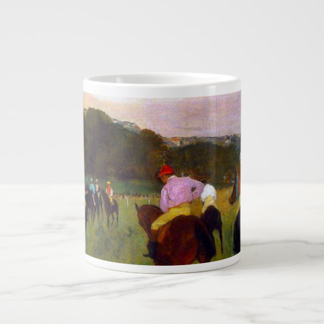 Caneca De Café Grande Edgar Degas Race Horses em Longchamp (Frente)
