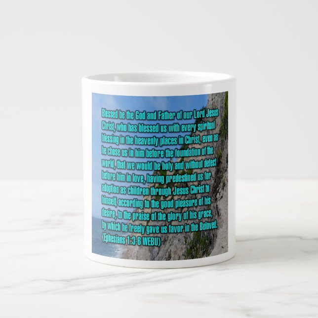 Caneca De Café Grande Efésios 1:3-6 WEBU Mug (Frente)