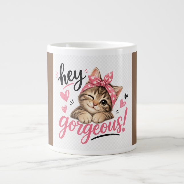 Caneca De Café Grande Ei Lindíssimo Design de Gato Fofo (Frente)