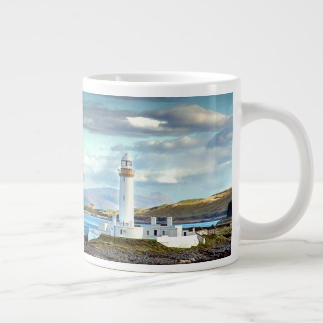 Caneca De Café Grande Eilean Musdile Lighthouse Scotland - Visão Cênica (Direita)