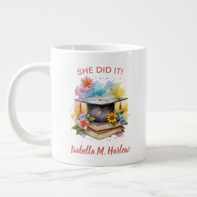 Caneca De Café Grande Ela Fez Nome de Graduada (Esquerda)