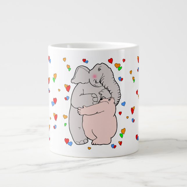 Caneca De Café Grande Elefant und Bär umarmen (Frente)