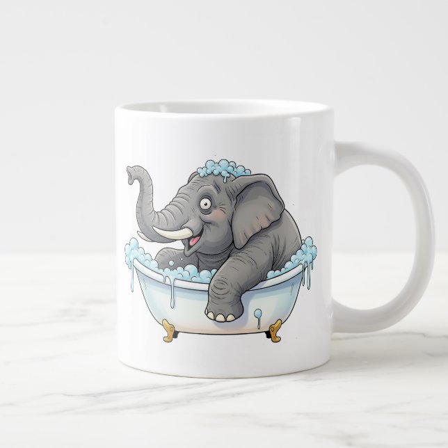 Caneca De Café Grande Elefante alegre tomando banho de bolha (Direita)