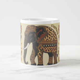 Caneca De Café Grande Elefante Batik, Estilo Vintage, Antigo 