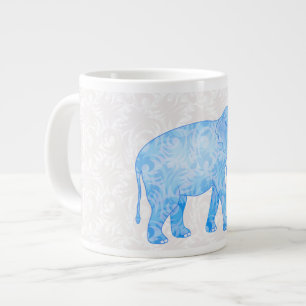 Caneca De Café Grande Elefante de padrão indiano azul