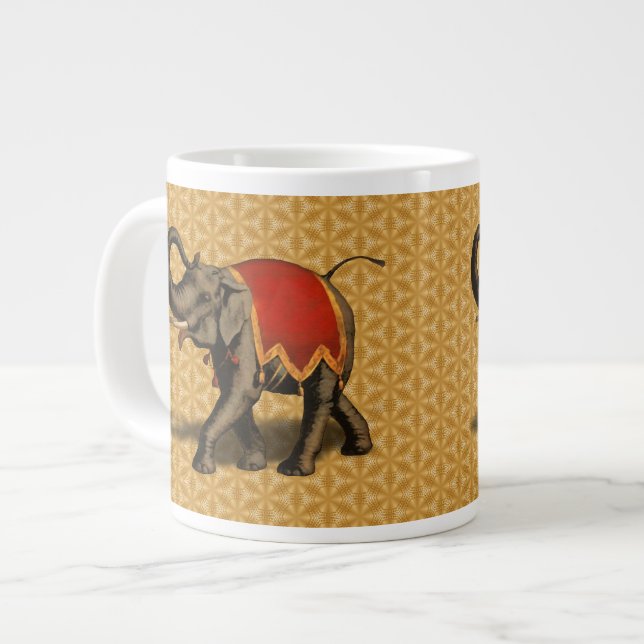 Caneca De Café Grande Elefante indiano com pano vermelho (Frente Esquerda)