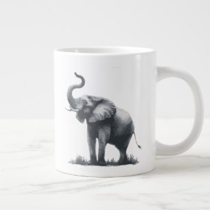 Caneca De Café Grande Elefante majestoso com tronco levantado