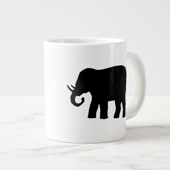 Caneca De Café Grande Elefante Preto (Frente Esquerda)