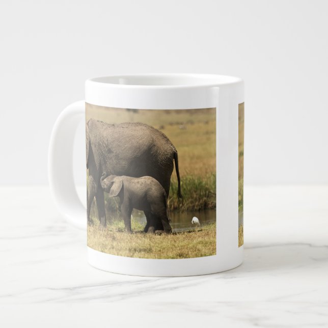 Caneca De Café Grande Elefantes Africanos (Frente Esquerda)