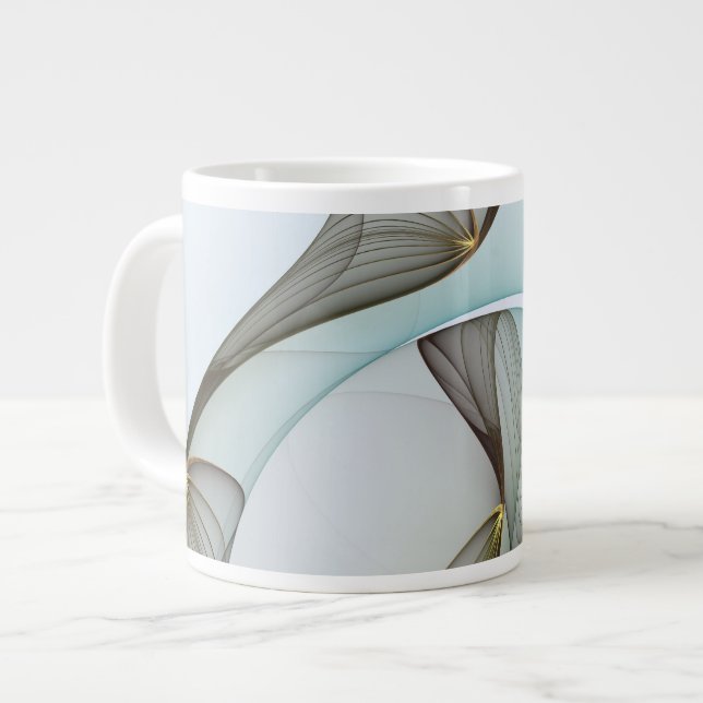 Caneca De Café Grande Elegância Dourada abstrato Moderna Turquesa Brown (Frente Esquerda)