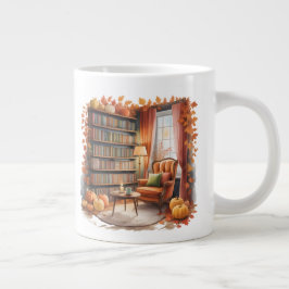 Caneca De Café Grande Elegant Fall Bookshelf Mug — Cozy Curtain