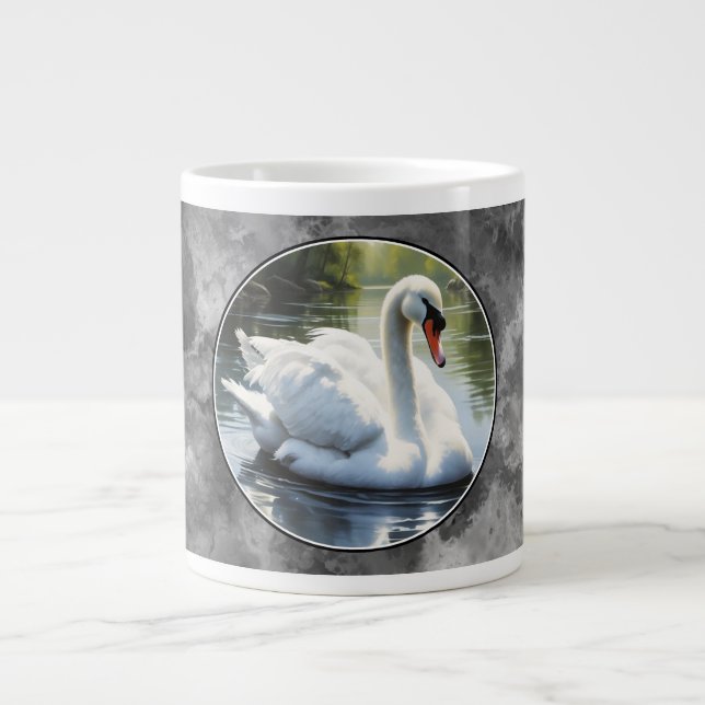 Caneca De Café Grande Elegant Swan is Swimming  in Water (Frente)
