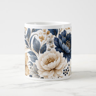 Caneca De Café Grande Elegante Buquê de Flores em Aquarela Floral Vintag