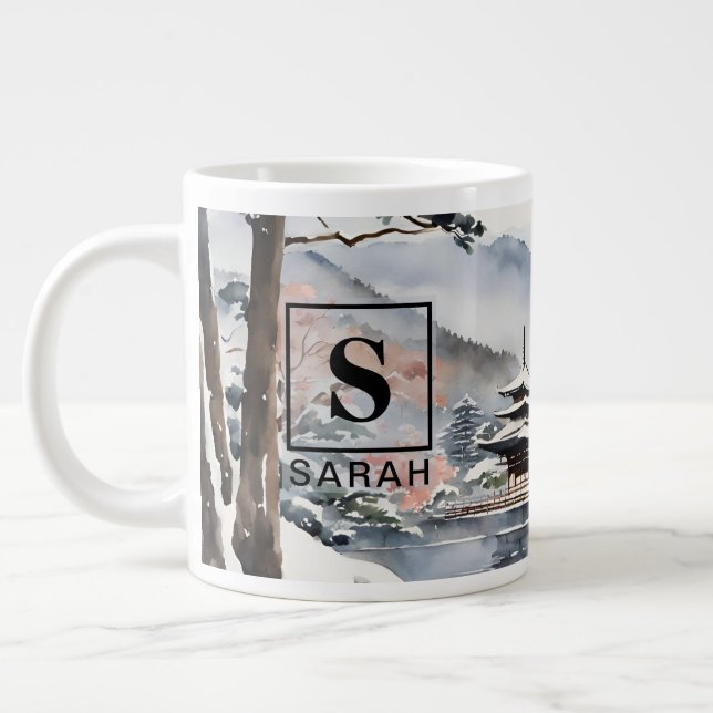 Caneca De Café Grande Elegante Kyoto em arco d'água de inverno - Mug (Esquerda)