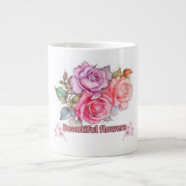 Caneca De Café Grande Elegante Rosa Bloom Mug Design