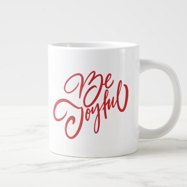 Caneca De Café Grande Elegante Seja Joyful Holiday Design (Direita)
