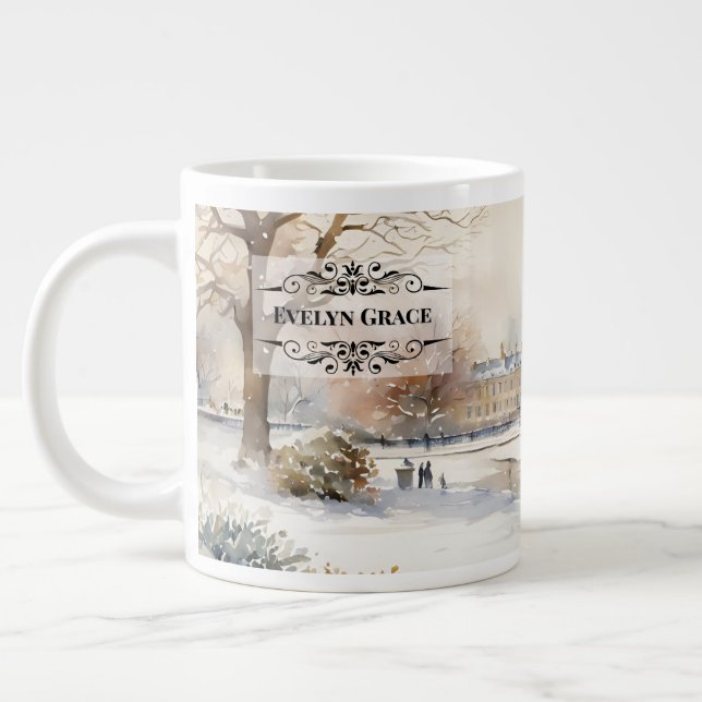 Caneca De Café Grande Elegante Winter Kensington Gardens London Mug (Esquerda)