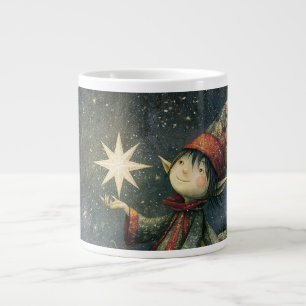 Caneca De Café Grande Elfo Mágico Místico com uma Estrela Brilhante