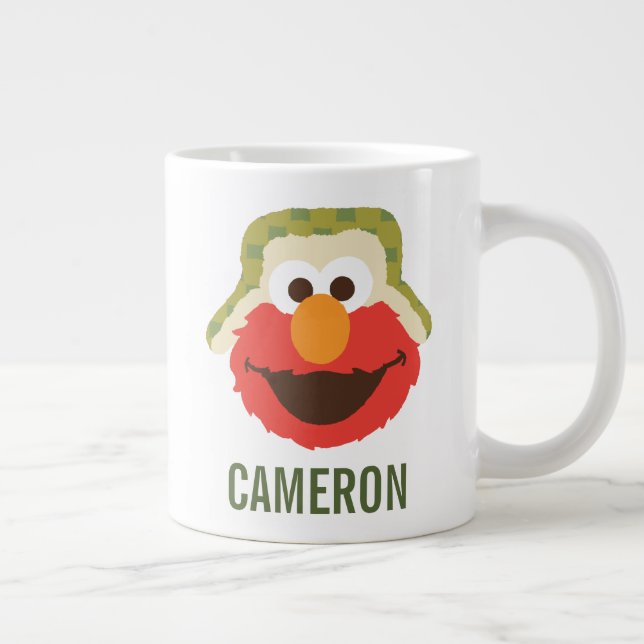 Caneca De Café Grande Elmo Woodland Face | Adicione seu nome (Direita)