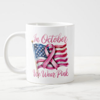 Caneca De Café Grande em outubro usamos Rosa Conscientização do Câncer d