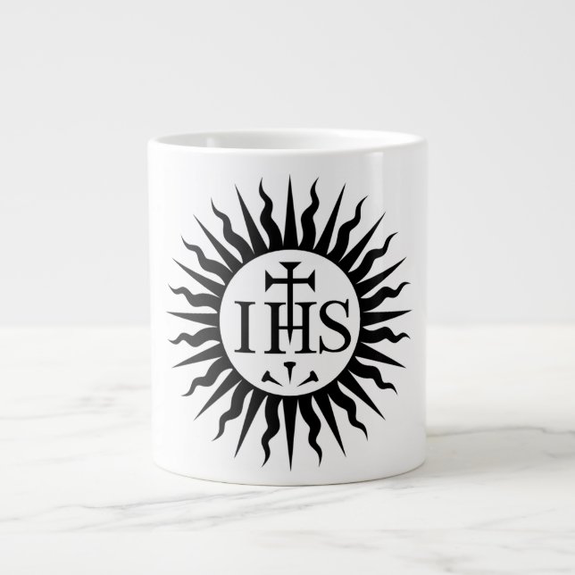 Caneca De Café Grande Emblema da Companhia de Jesus Monograma (Frente)