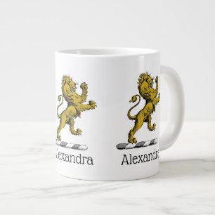 Caneca De Café Grande Emblema de Brasão com Leão em Pé C
