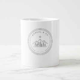 Caneca De Café Grande Emblema Edição Alpina Montanhas Pinheiros Bússola