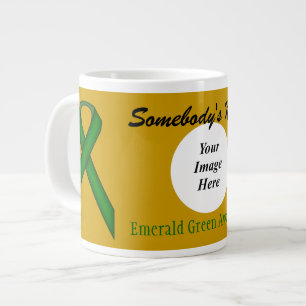 Caneca De Café Grande Emerald Green Stand Ribbon Tmpl por Kenneth Yoncic