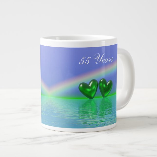 Caneca De Café Grande Emerald Hearts, 55 anos (Frente Esquerda)