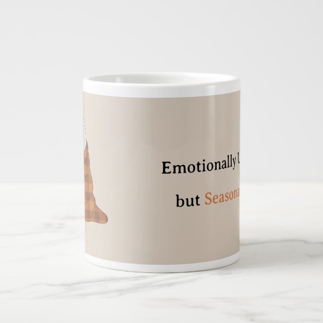 Caneca De Café Grande Emotionally Unavailable but Seasonally Festive (Frente)