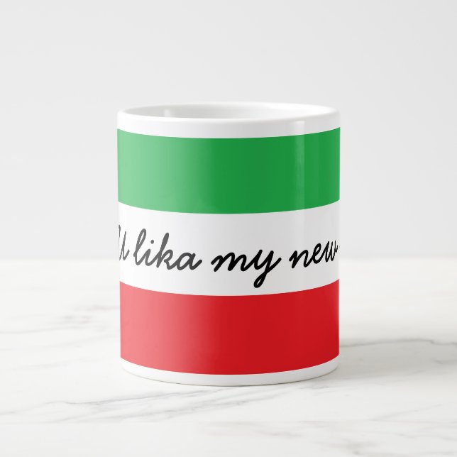 Caneca De Café Grande Encantado sotaque italiano e bandeira (Frente)