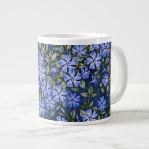 Caneca De Café Grande Encantadoras Flores de Vinca Dispersas Azul Profun