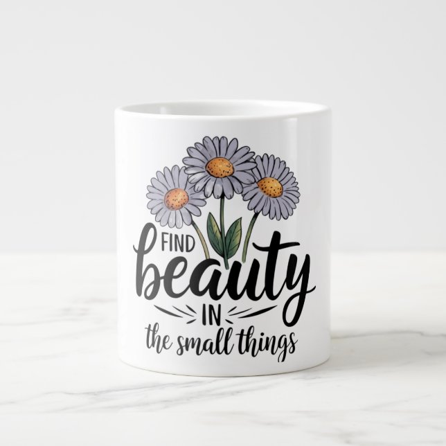 Caneca De Café Grande Encontre beleza nas pequenas coisas (Frente)