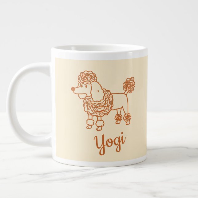 Caneca De Café Grande Enfeite de Poodle com Nome Personalizado – Present (Esquerda)