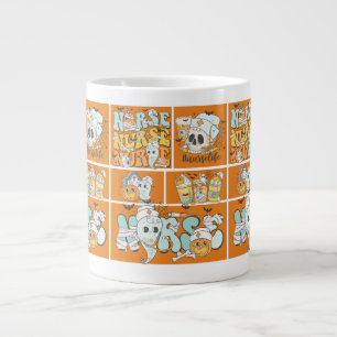Caneca De Café Grande Enfermeira divertida Halloween Azulejo Laranja Cam