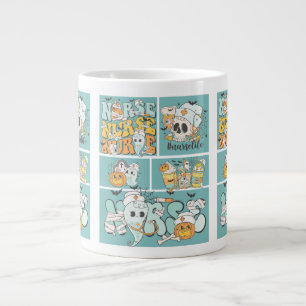 Caneca De Café Grande Enfermeira divertida Halloween BlueTile Basic Dark