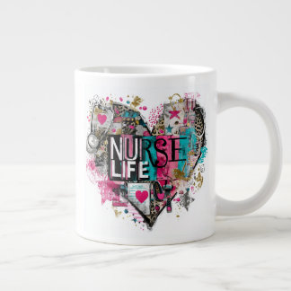 Caneca De Café Grande Enfermeira Vida no Dia dos Namorados–Médico de Cor