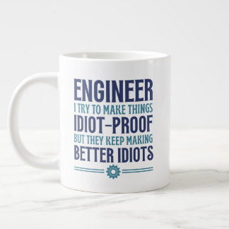 Caneca De Café Grande Enginner Tento Fazer Coisas Idiotas Provas, Presen
