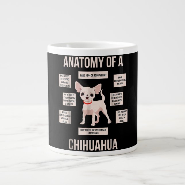 Caneca De Café Grande Engraçada Anatomia Do Presente De Um Chihuahua (Frente)