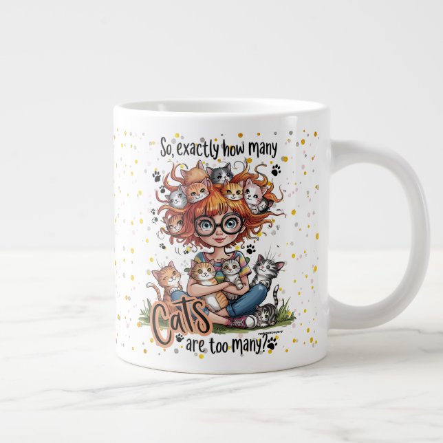 Caneca De Café Grande Engraçada Garota Gata Louca Amantes De Gato (Direita)